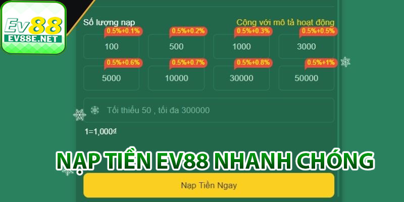 Nạp tiền Ev88 nhanh chóng